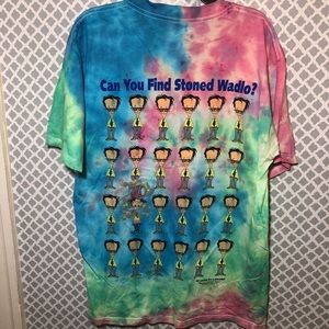 Vintage Where's Waldo T Shirt Can You Find Stoned Waldo Tie Dye LARGE 90s